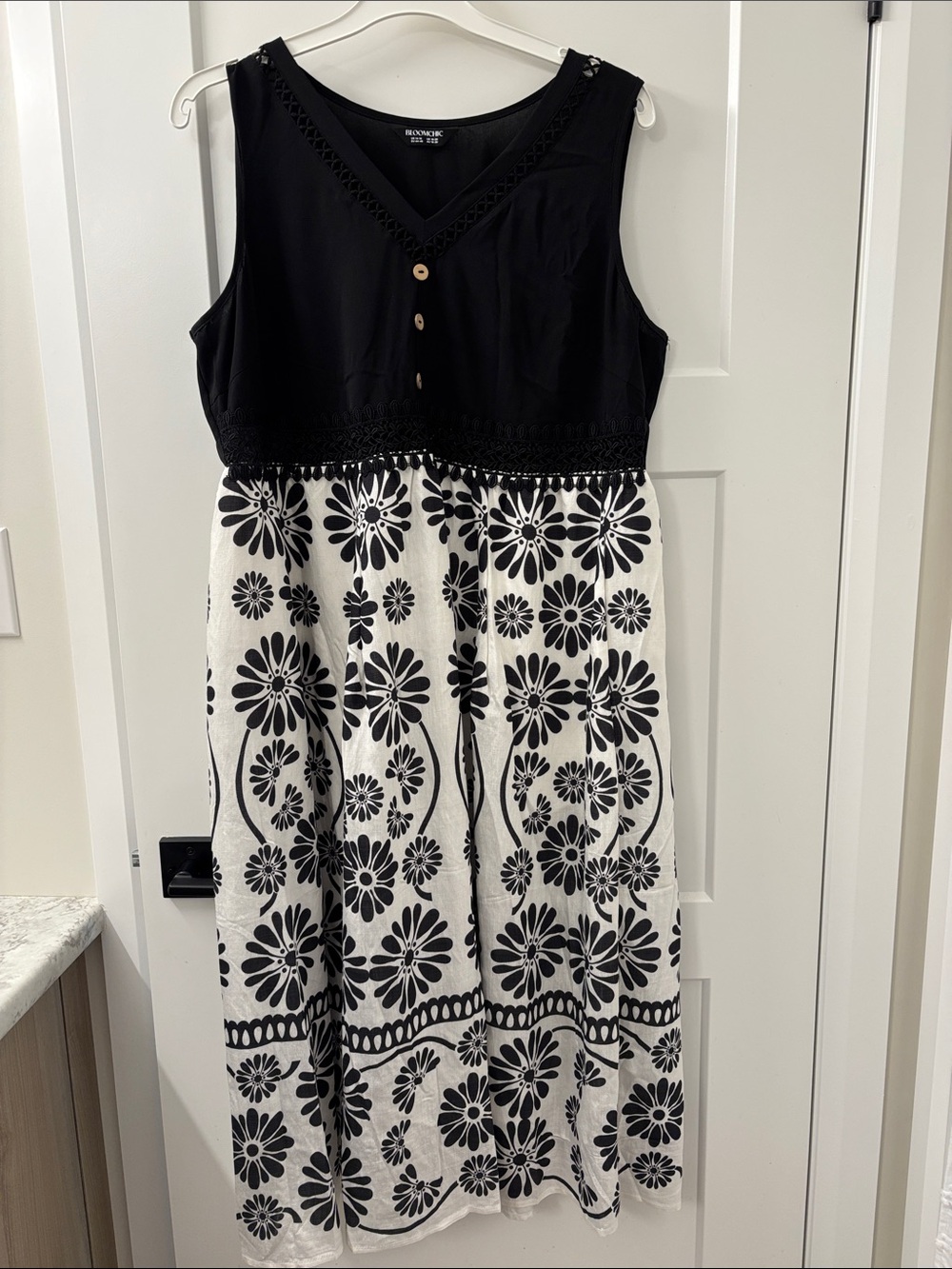 Black & White Floral Midi Dress - purchased from Bloom Chic